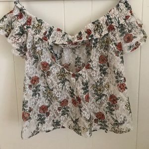 F21 off the shoulder floral lace top